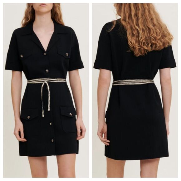 Maje Dresses & Skirts - MAJE Russ Dress Women 40/Large Black Knit No Belt